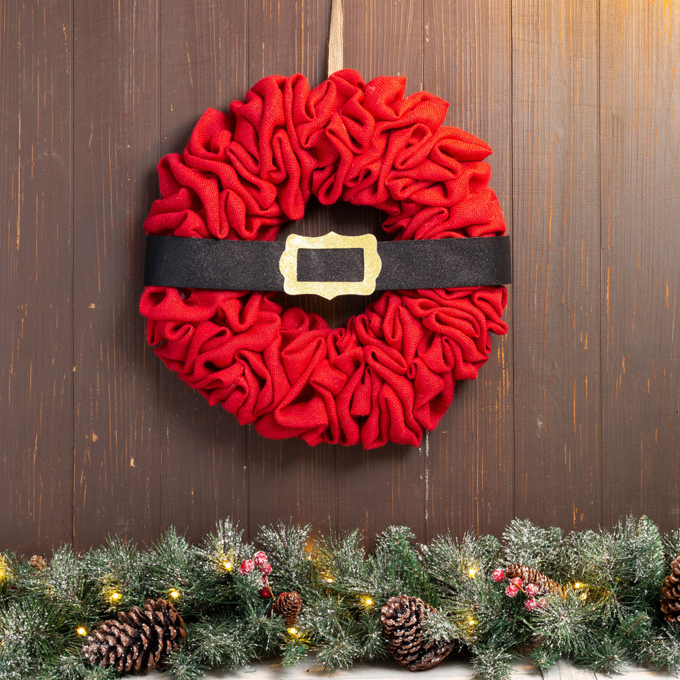 18"D Christmas Red With Belt Fabric Wreath