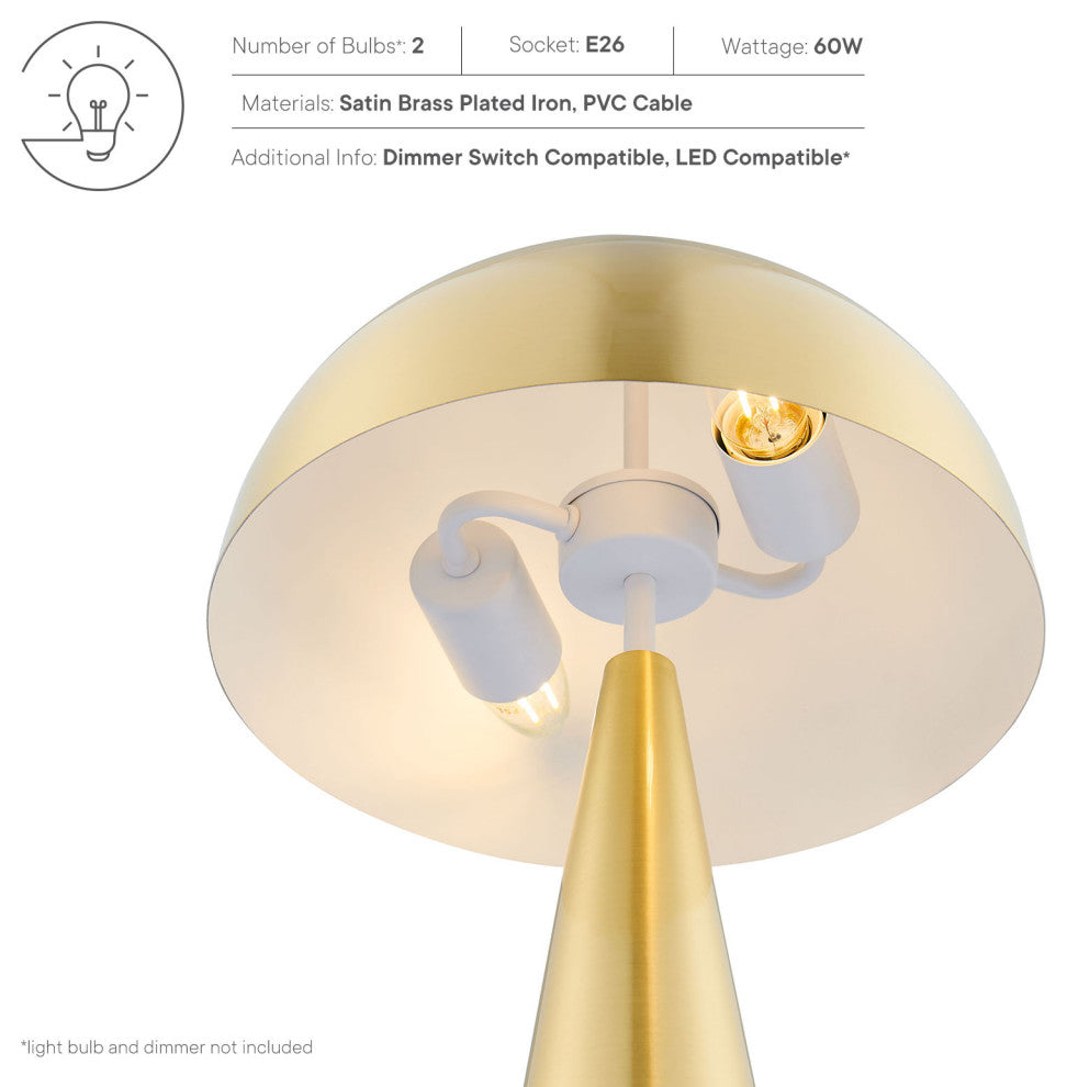 Selena Metal Table Lamp, Satin Brass