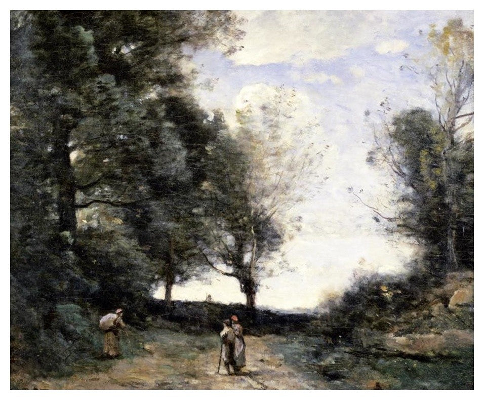 "Along the Path" Digital Paper Print by Jean-Baptiste-Camille Corot, 24"x20"