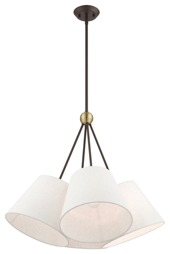 Livex Lighting Prato 4 Light Bronze With Antique Brass Accents Chandelier