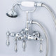 Vintage Classic 3-3/8" Center Wall Mount Tub Faucet & Handshower, Lever handles