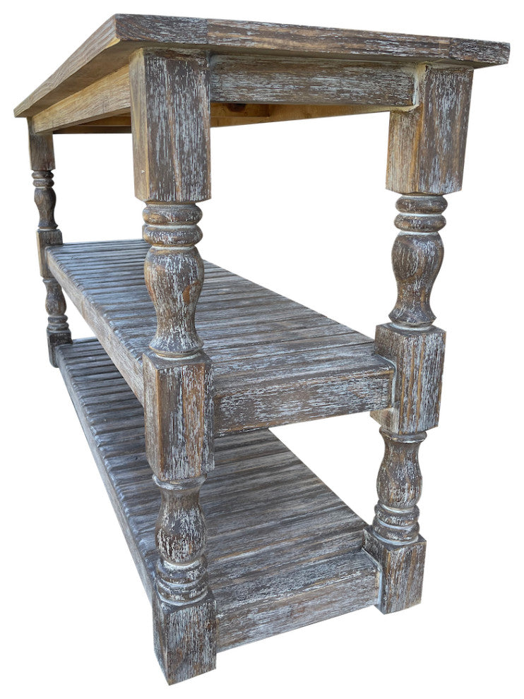 Traditional Planked Sofa Table, Brown