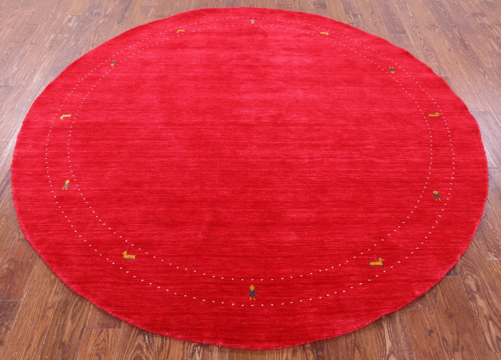 8' Round Persian Gabbeh Handmade Wool Rug - Q15022