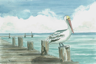 "Sitting on the Dock" Painting Print on Wrapped Canvas, 24"x16"