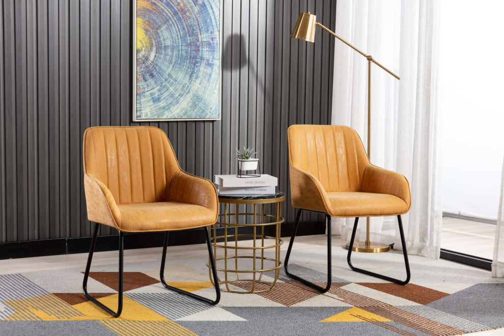 Home Beyond Synthetic Leather Dining Chairs, Set of 2, Tan
