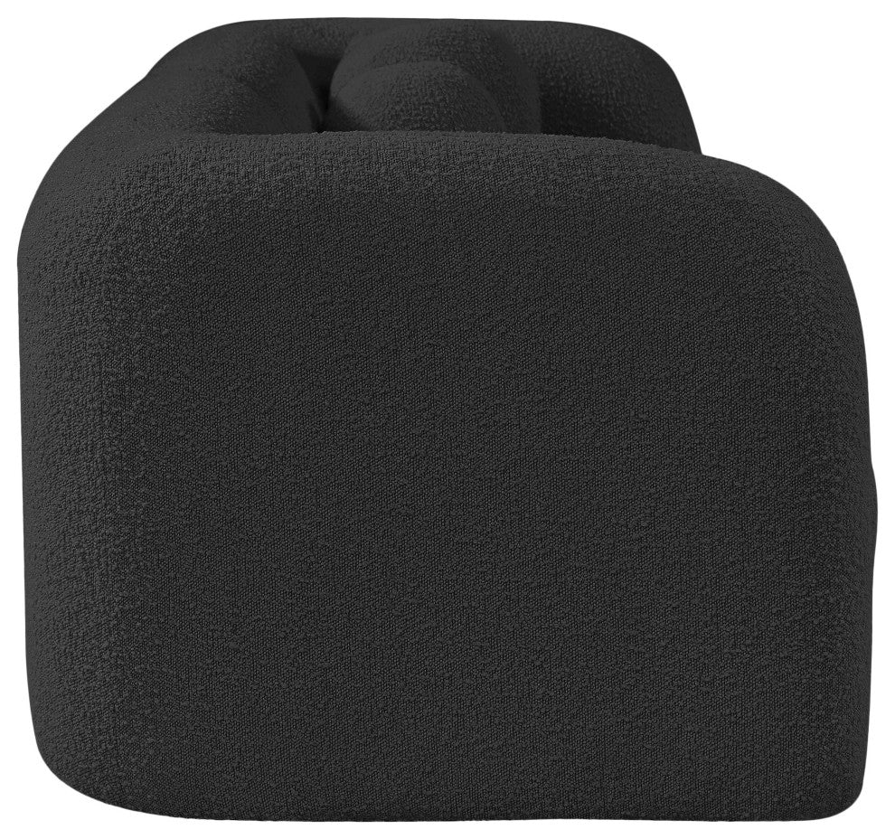 Emory Boucle Fabric Upholstered Upholstered Sofa, Black