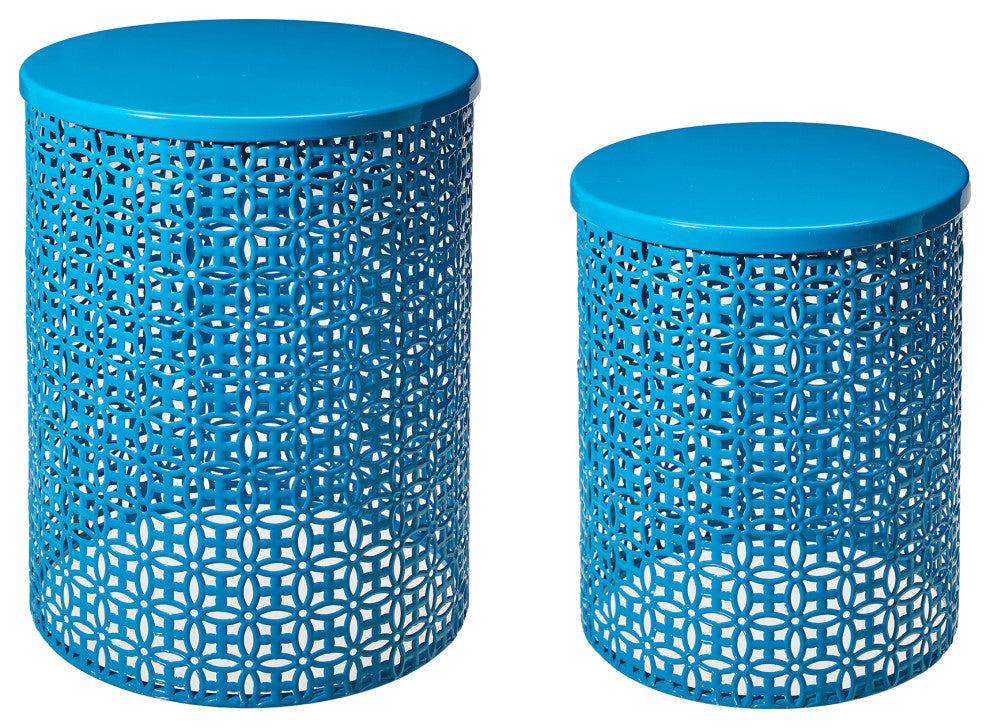 Multi-Functional Metal Garden Stool, 2-Piece Set, Blue