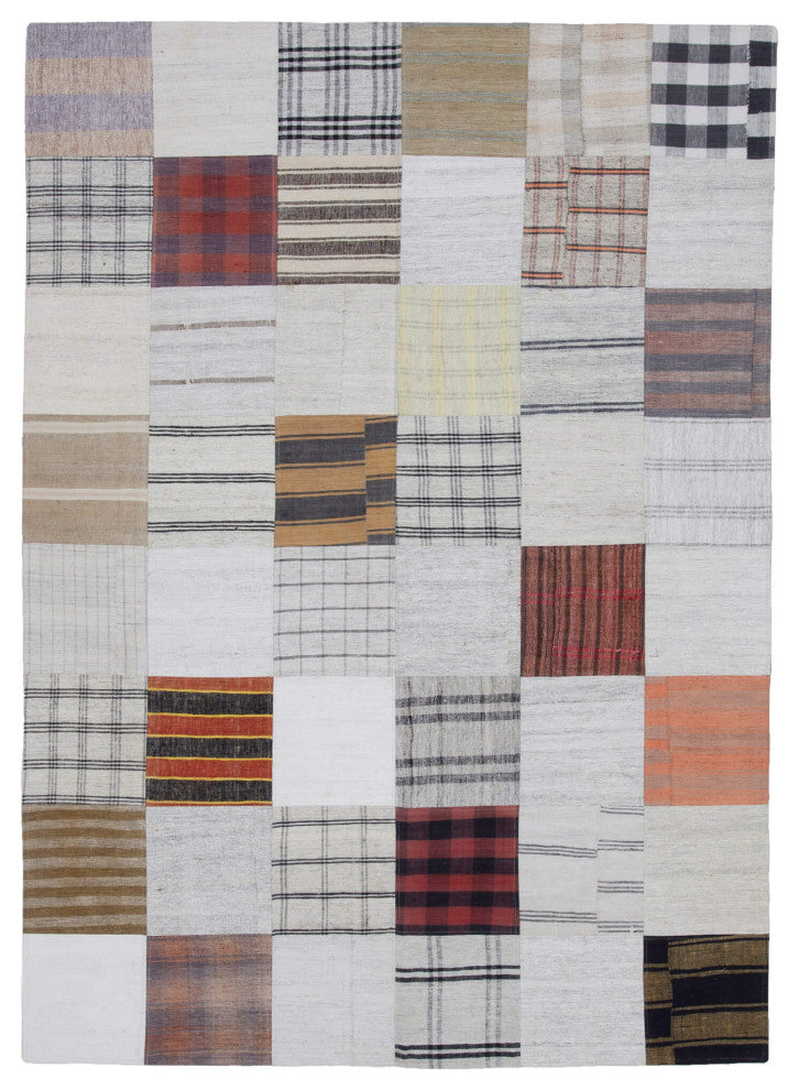 Rug N Carpet - Handmade Anatolian 5' 9'' x 7' 11'' Vintage Patchwork Kilim Rug