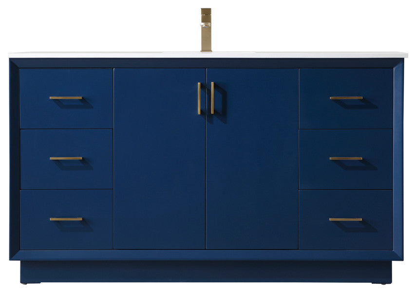 60" SIngle Bathroom Vanity, Blue