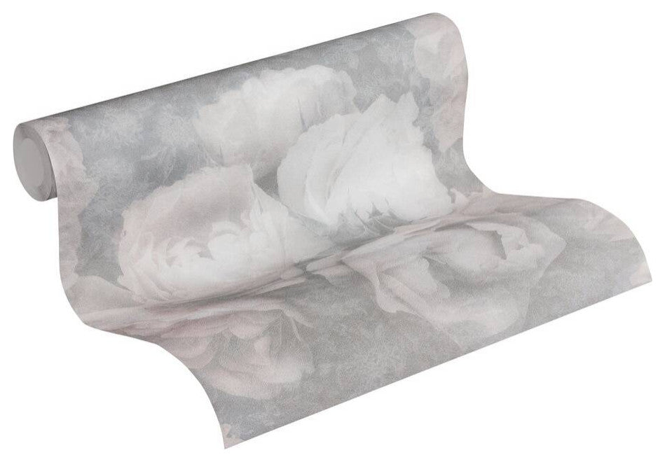 Floral Textured Wallpaper Featuring Peonies, 373923