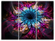 "Fractal Flower Blue Red Digital Art" Metal Wall Art, 3 Panels, 36"x28"