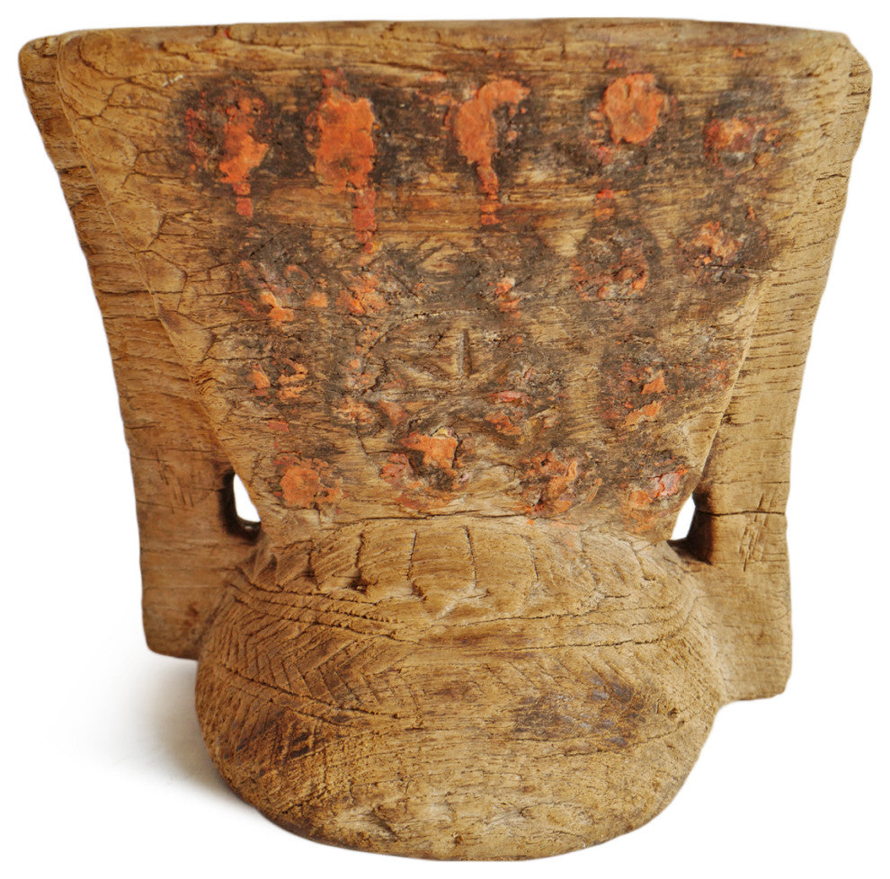 Consigned Rajasthan Village Wood Candle Stand 3