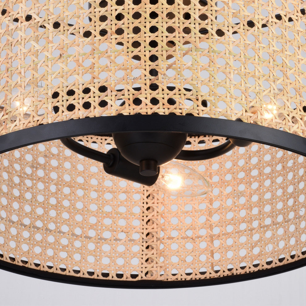 Berens 15.5" 3 Light Semi-Flush Mount Matte Black
