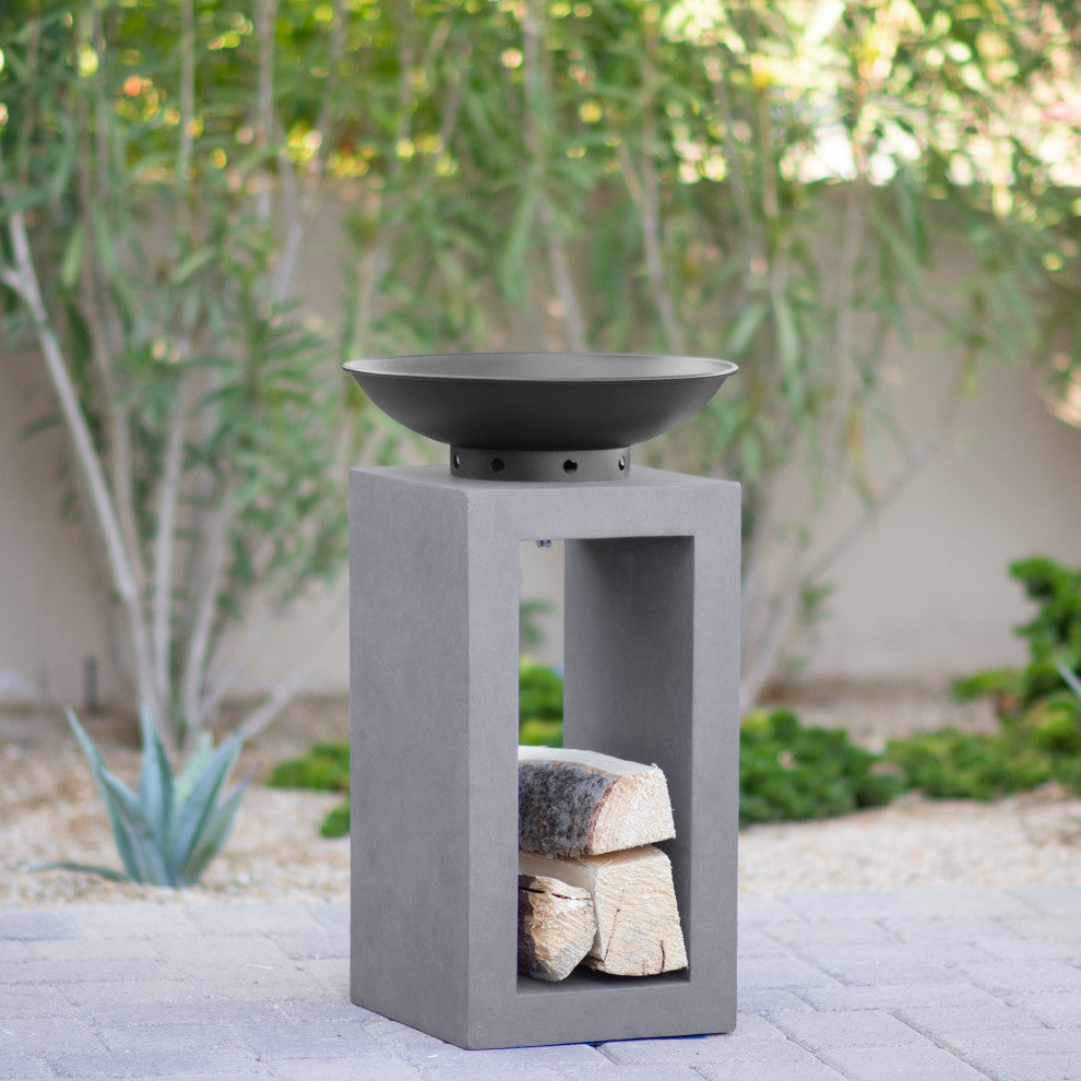 Astella Midas Fire Pedestal, Gray Cement