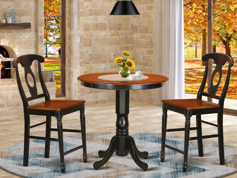 3 Pc Dining Counter Height Set - Dinette Table And 2 Counter Height Stool