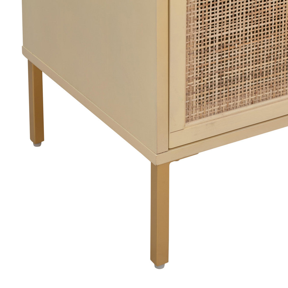 Sierra Media Console, Beach Rattan TV Stand, Jungle Wicker Casegood, Buttermilk