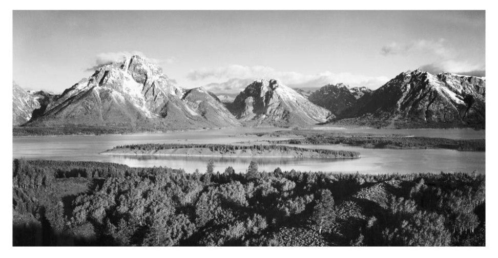 "Mt. Moran, Jackson Lake, Signal Hill, Grand Teton NP, 1941" Paper Art, 26"x14"