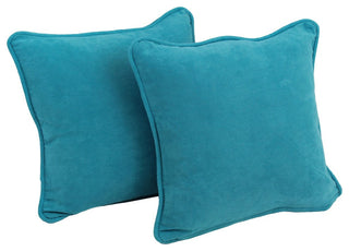 18" Double Corded Square Throw Pillows Inserts, Set of 2, Aqua Blue
