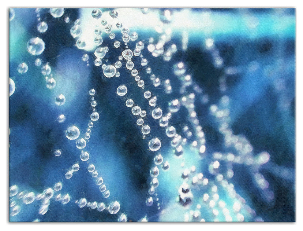 Dew Drops Over Blue 18x24 Canvas Wall Art