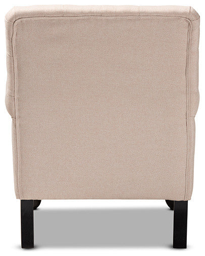 Belan Classic and Traditional Beige Fabric Upholstered Button Tufted Armchair