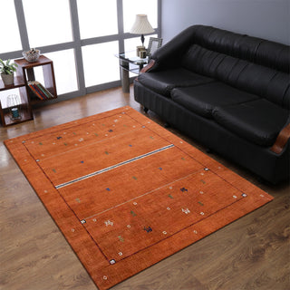 HAND KNOTTED LOOM WOOL ECO-FRIENDLY AREA RUGS - Rectangle, Orange, Contemporary