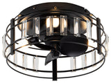 12.7 Black Crystal Cage Flush Mount Ceiling Fan with Remote Control