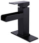 Waterfall Single Hole Bathroom Faucet with Deck Plate, Matte Black