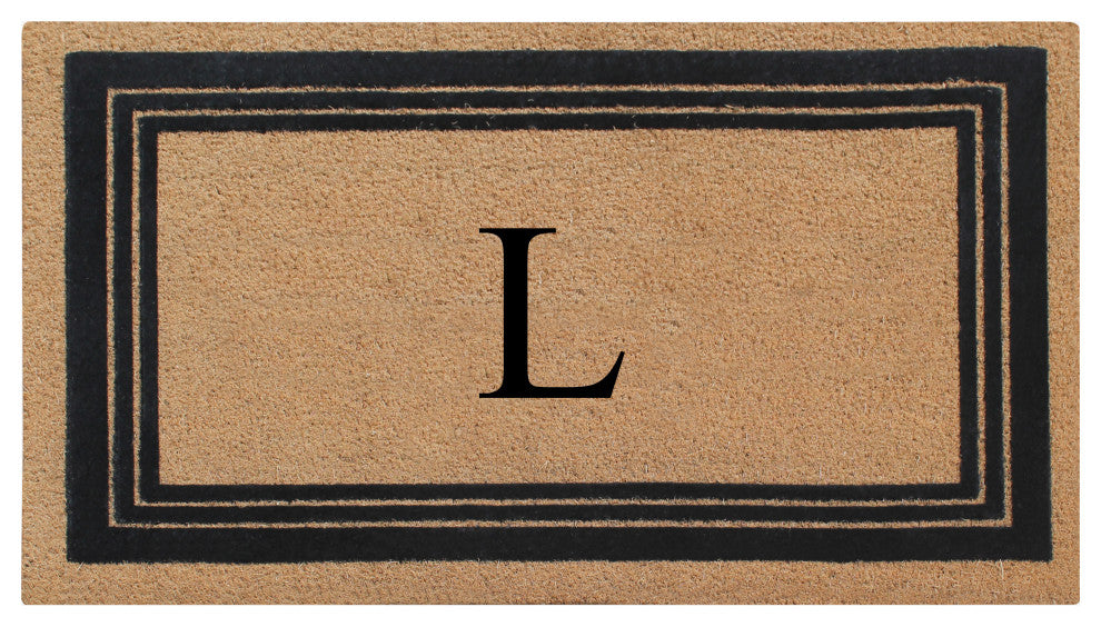 A1HC Natural Coir Monogrammed Entrance Flock Outdoor Durable Doormat 24" X 39",