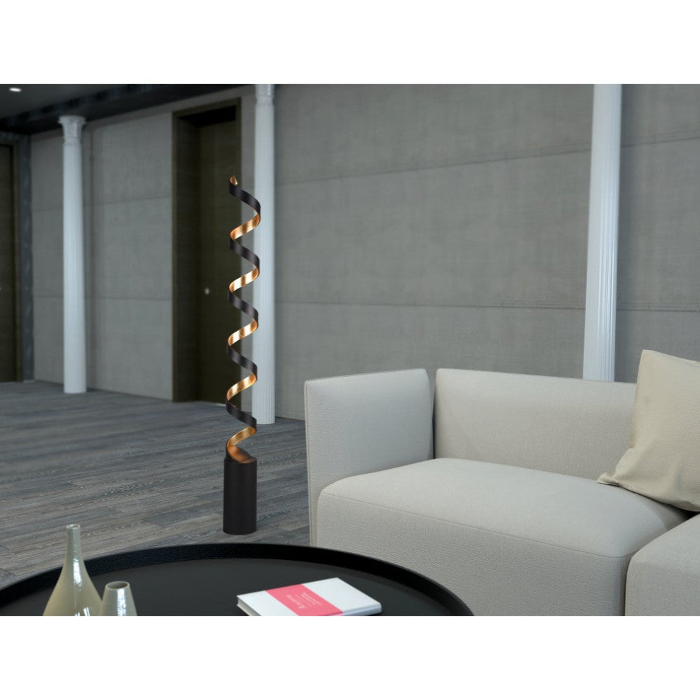 Spiral Floor Lamp, Black and Gold