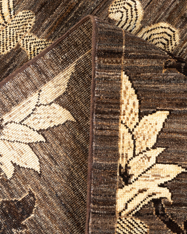 Eclectic, One-of-a-Kind Hand-Knotted Area Rug Brown, 9'1"x12'3"