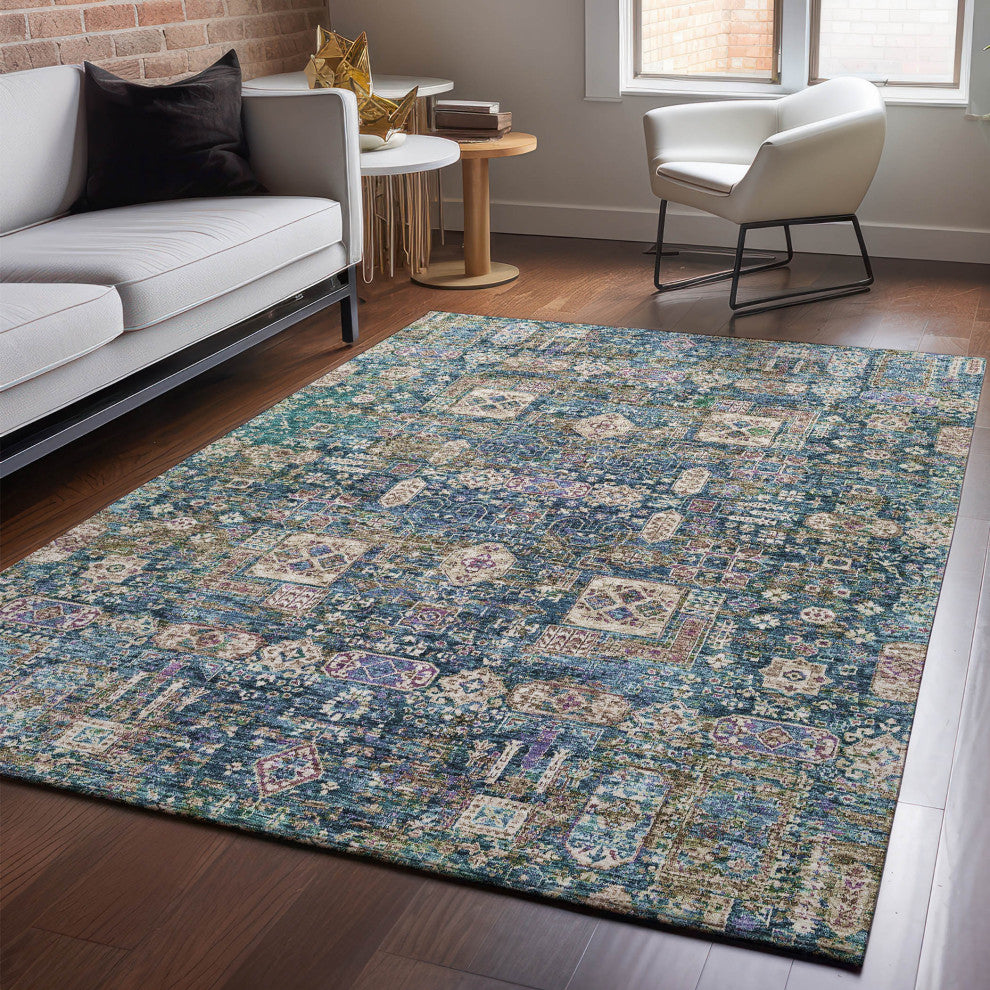 Premium Machine Washable Mayfield AMF637 Green 9' x 12' Rug