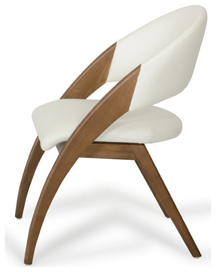 HomeRoots 31" Walnut Wood and Cream Leatherette Dining Chair