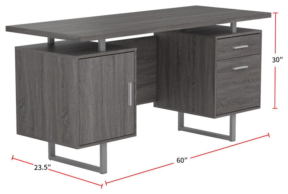 Office Desk, Weathered Gray and Silver