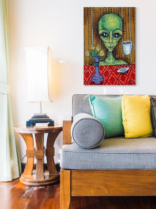 "Alien Coffee" Painting Print on Wrapped Canvas, 16"x24"