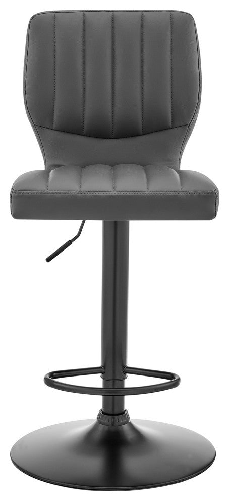 Bardot Adjustable Faux Leather Swivel Bar Stool, Gray