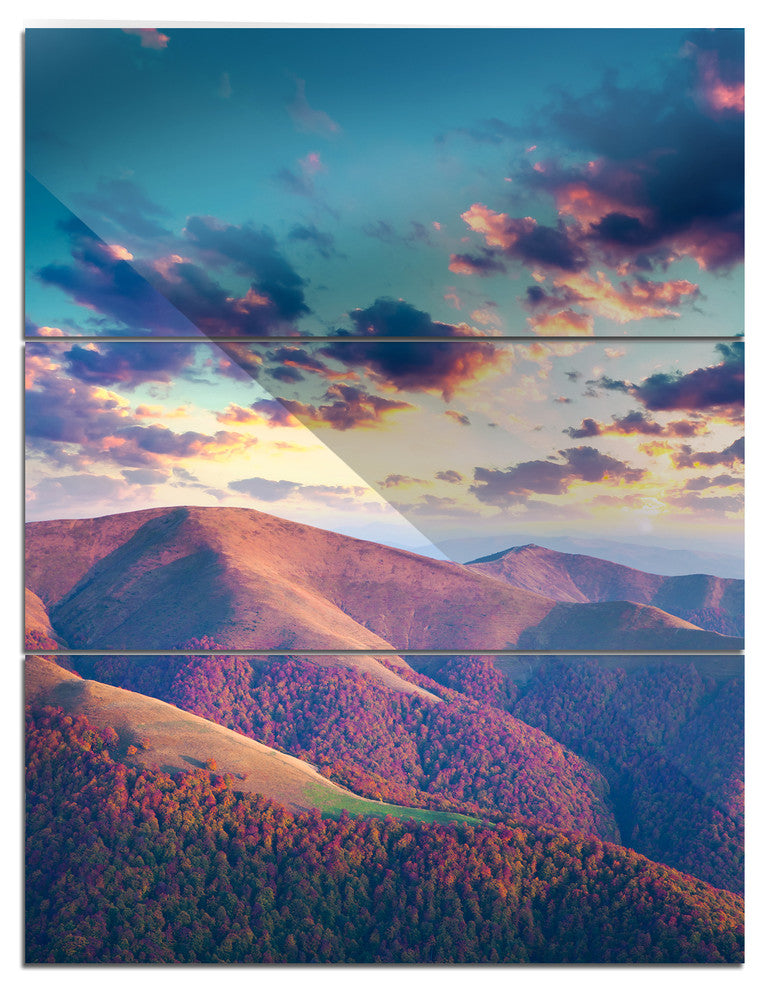 "Carpathian Hills Under Clouds" Photo Metal Wall Art, 3 Panels, 28"x36"