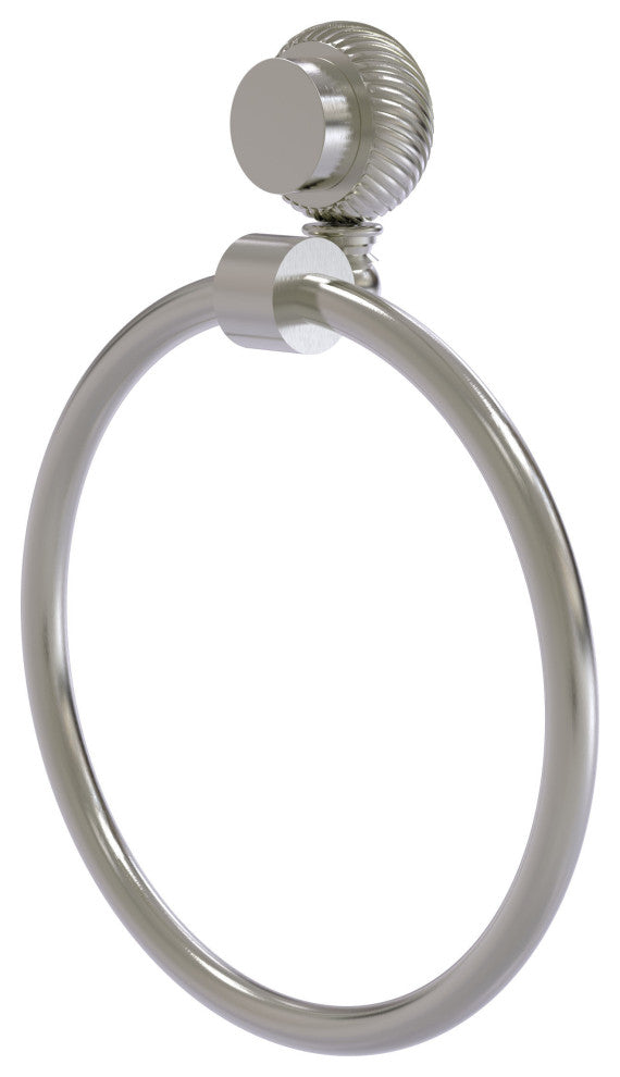 Venus Towel Ring With Twist Accent, Satin Nickel