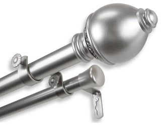 Anthea 1" Double Curtain Rod, Satin Nickel, 48-84"