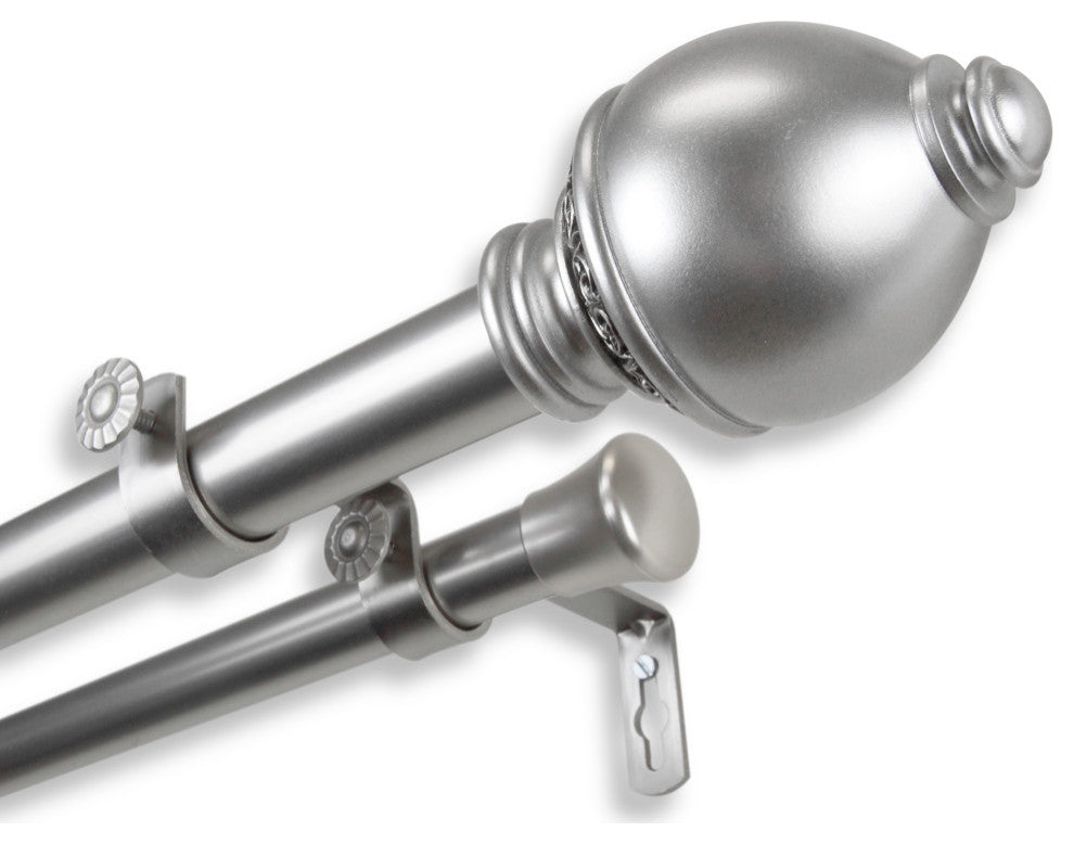 Anthea 1" Double Curtain Rod, Satin Nickel, 48-84"