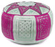 Golden Fez Stuffed Pouf, Fuchsia, Round Shape