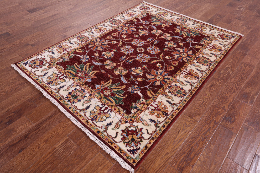 5' 0" X 6' 8" Persian Tabriz Hand Knotted Wool Rug Q11330