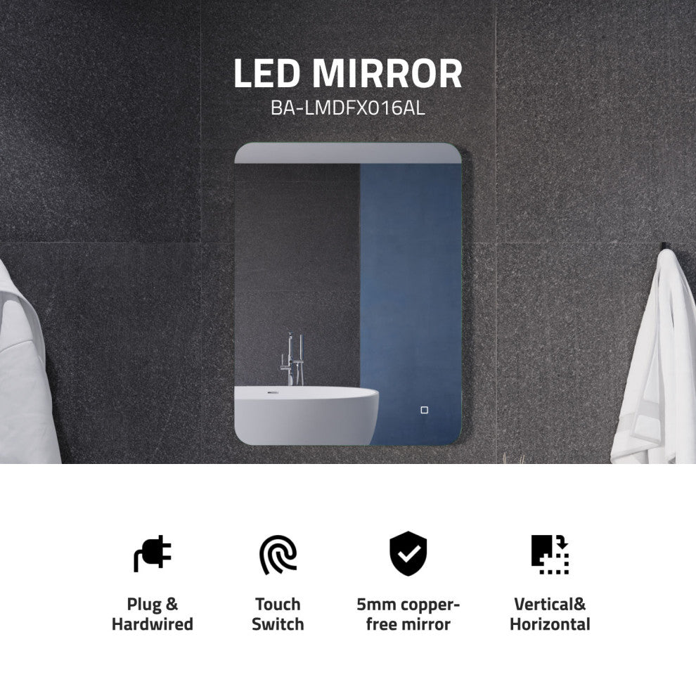 ANZZI 32" x 24" LED Back Lighting Bathroom Mirror With Defogger
