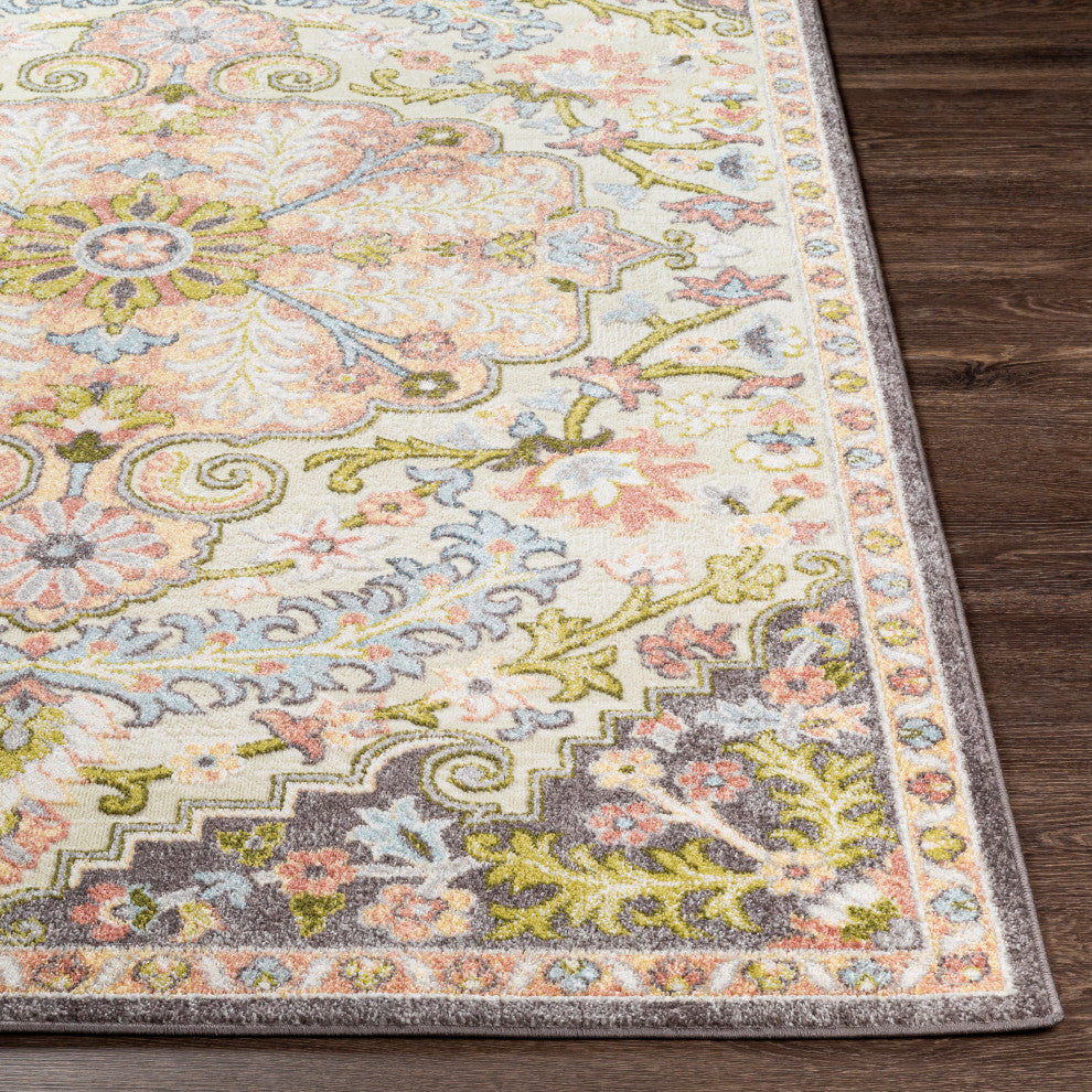 Surya New Mexico NWM-2340 8'10"x12' Rug, Charcoal/Cream/White/Green/Green/Blue