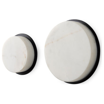 Sophia White Marble Wall Hooks, 2-Piece Set