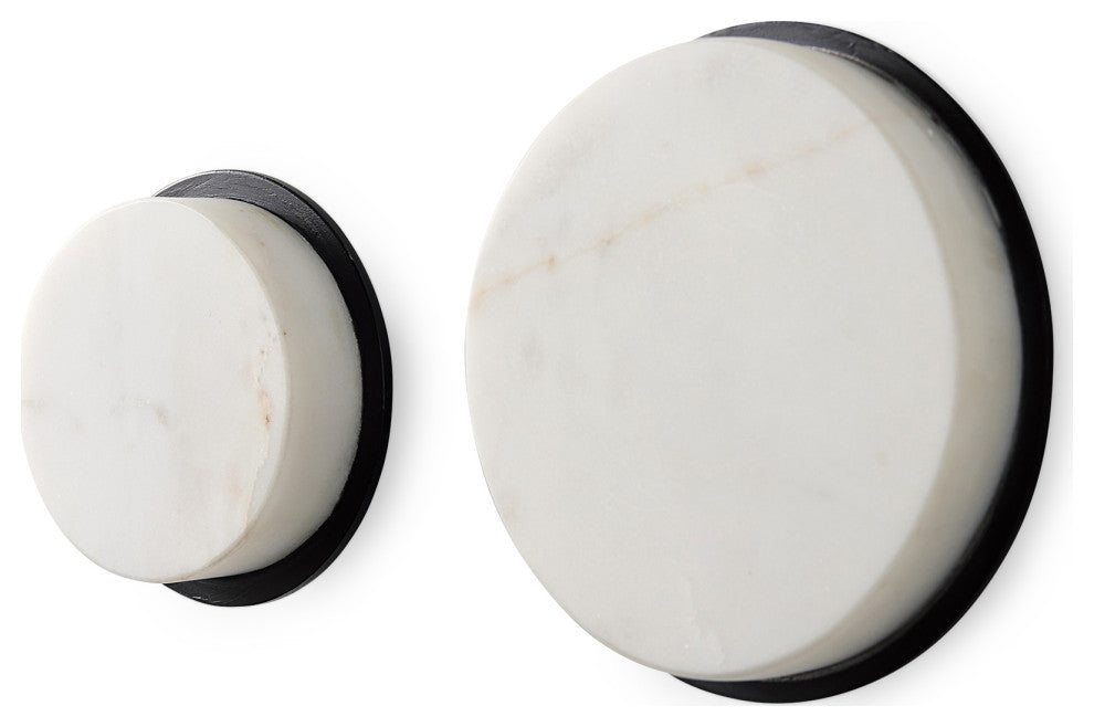 Sophia White Marble Wall Hooks, 2-Piece Set