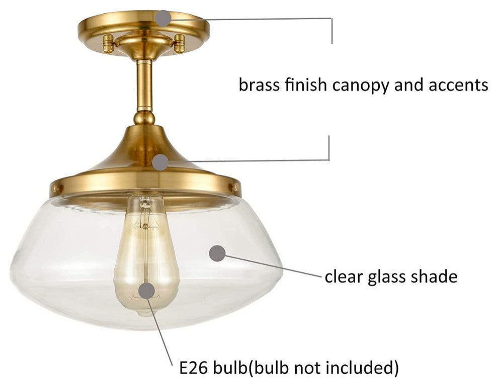 Modern Fluch Mount Light Fixture glass ceiling lamp with brass finish
