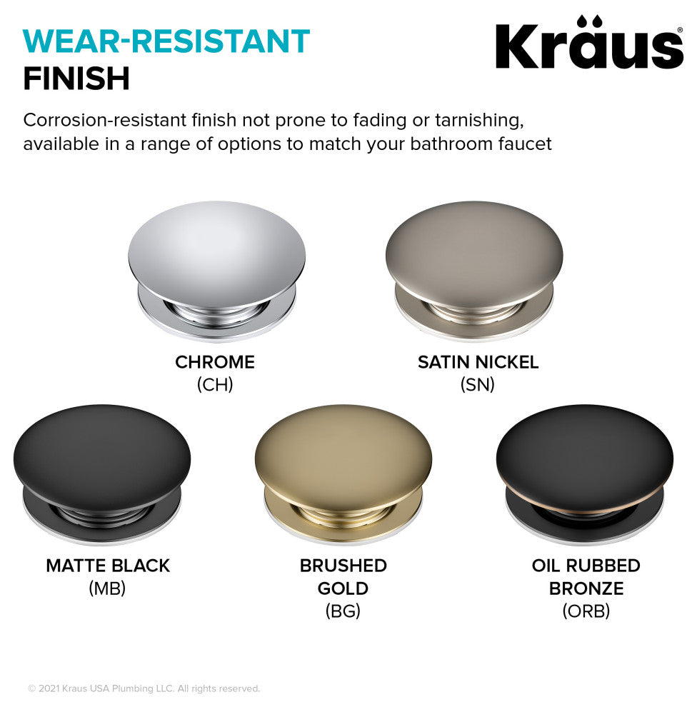 Pop Up Drain With Extended Thread, Chrome