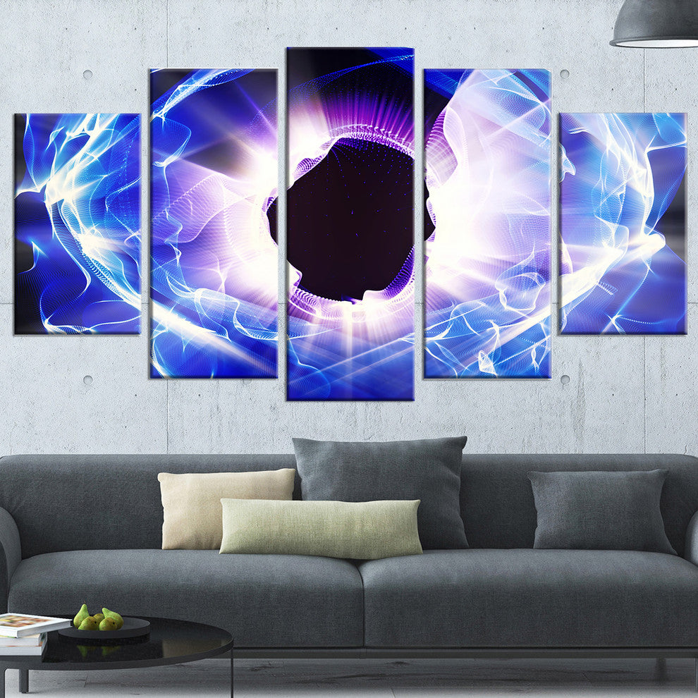 "Fractal Blue Light Shine" Abstract Digital Art Canvas Print, 5 Panels