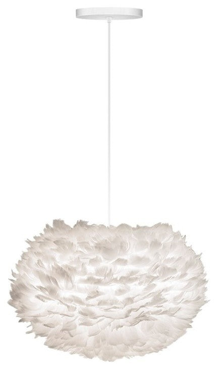 Eos Medium Hardwired Pendant, White/White