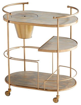 Barcraft Bar Cart, Antique Brass, Stainless Steel, Wood, 18.5"W (10687 MGM8H)